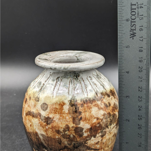 Vintage Hand Thrown Glazed Art Pottery Vase Signed Thorson 1993 - Picture 11 of 13